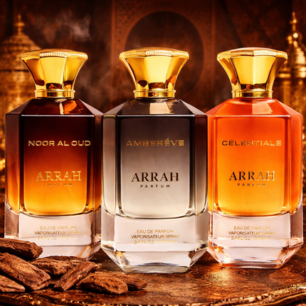 Arrah Parfum’s signature oud fragrance collection.